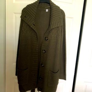 Wool knit jacket size L olive green good condition